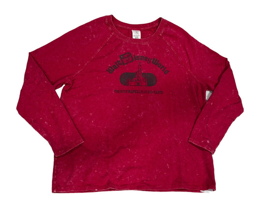 Walt Disney World Castle Acid Wash Pullover-Red XL