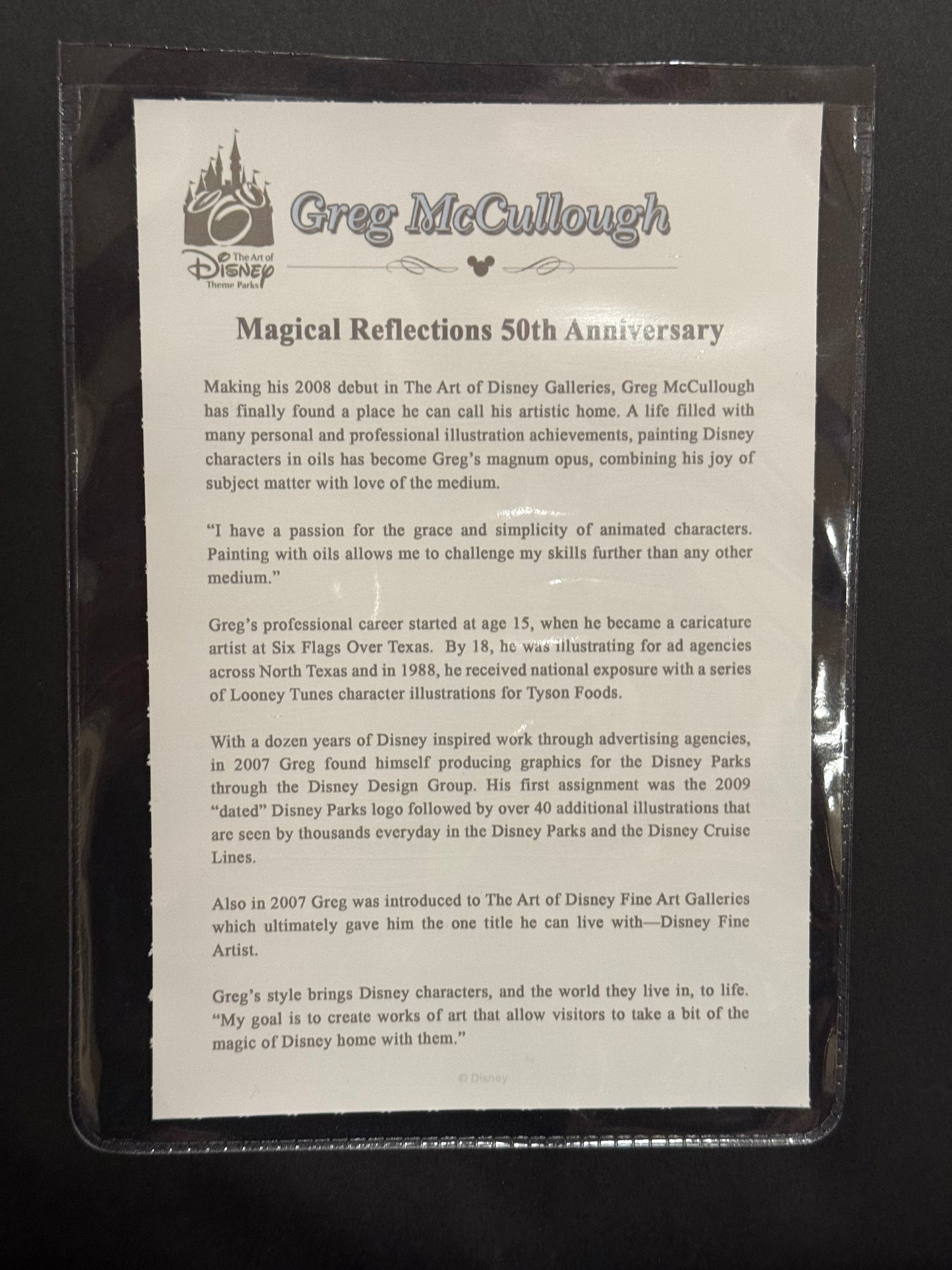 Disney “Magical Reflection 50th” Framed by Greg McCullough 5/295 LE