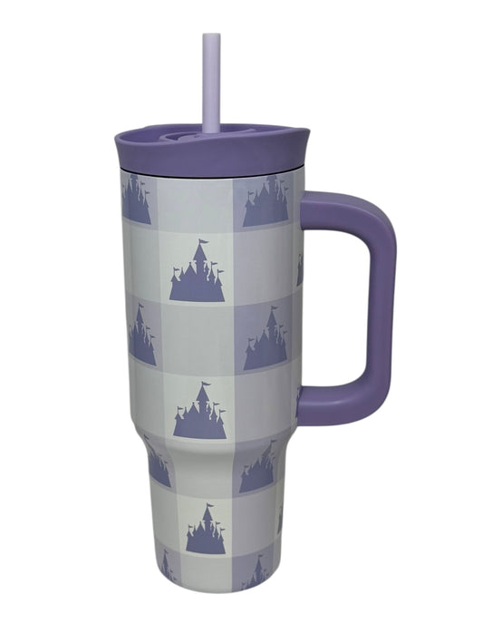 Disney Parks 30oz Stainless Tumbler-Castle Purple Check