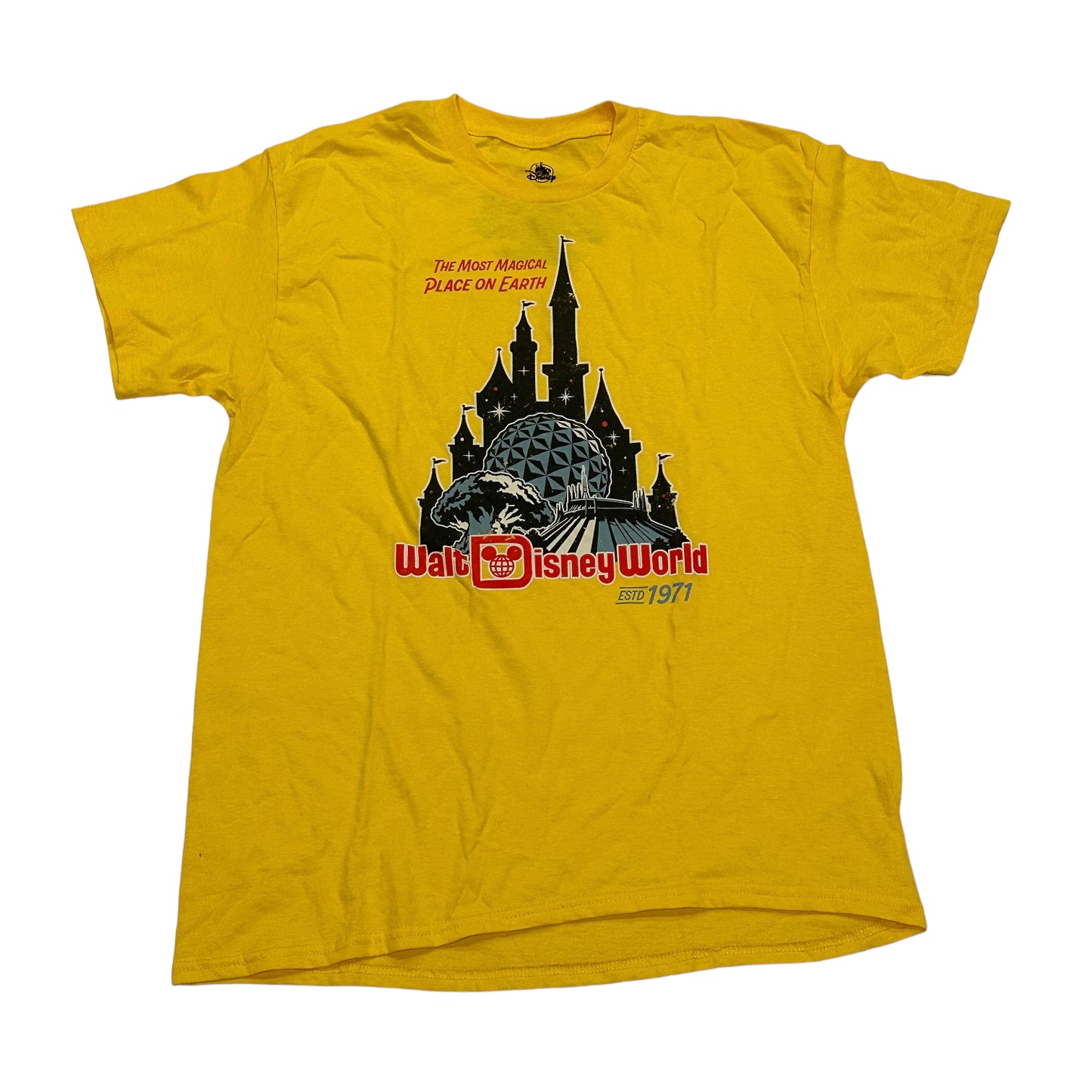 Walt Disney World East 1971 4 Parks Yellow Shirt Medium