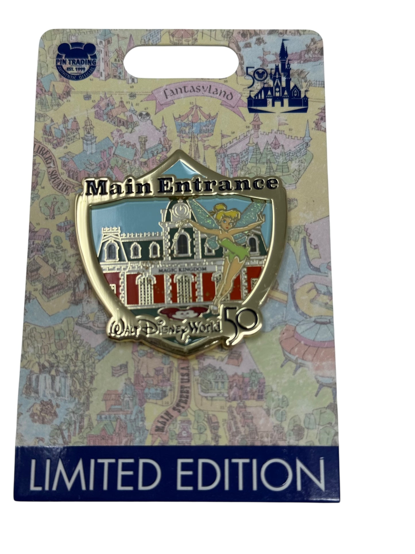 Disney World 50th Anniversary Attraction Crest Pin - Main Entrance LE Tinker Bell