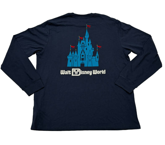 Walt Disney World Castle Embroidered Mickey Pocket Long Sleeve Shirt XL