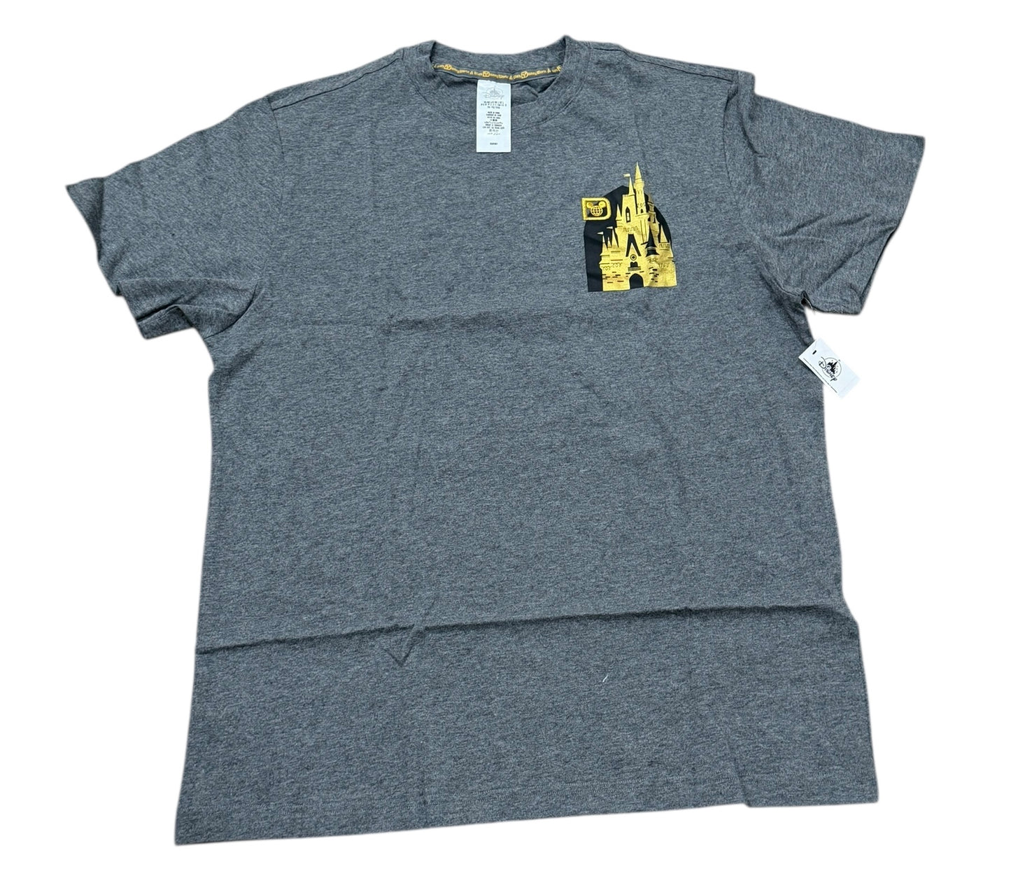 Walt Disney World Gold Castle Grey Shirt Large