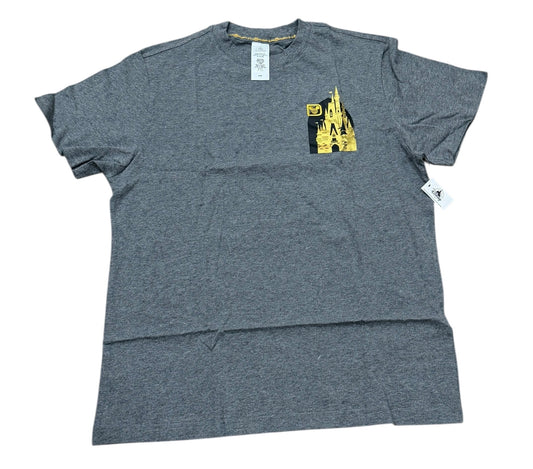 Walt Disney World Gold Castle Grey Shirt Large