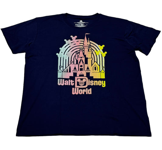 Walt Disney World Rainbow Castle with Mickey Balloons Shirt-Navy
