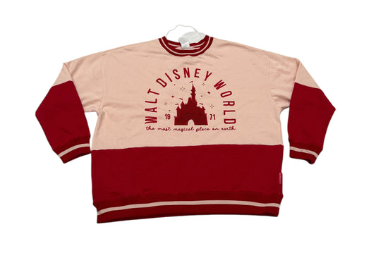 Walt Disney World Embroidered Castle Pullover Sweatshirt-Red/Pink