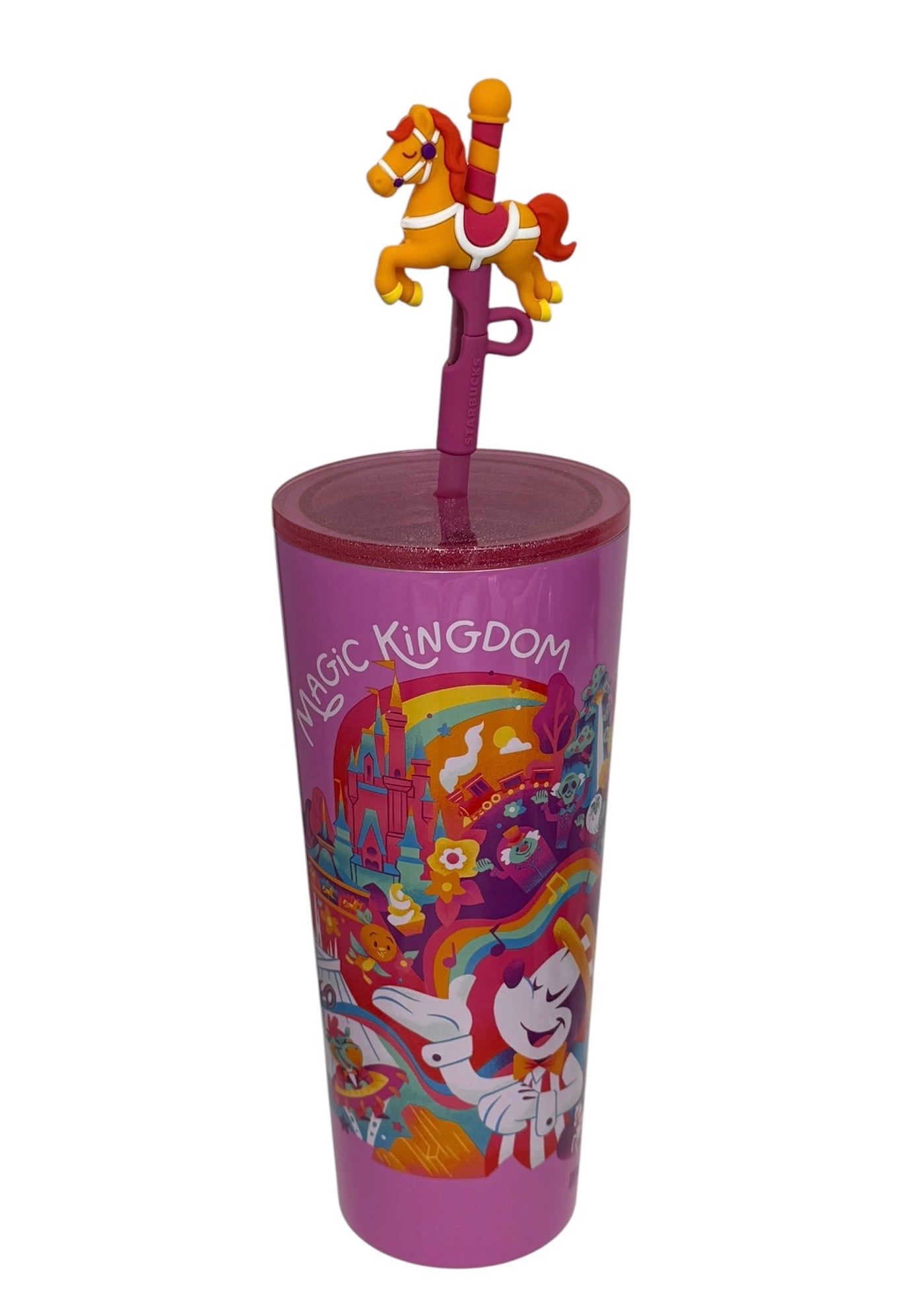 Disney World Starbucks Stainless Tumbler-Magic Kingdom Pink