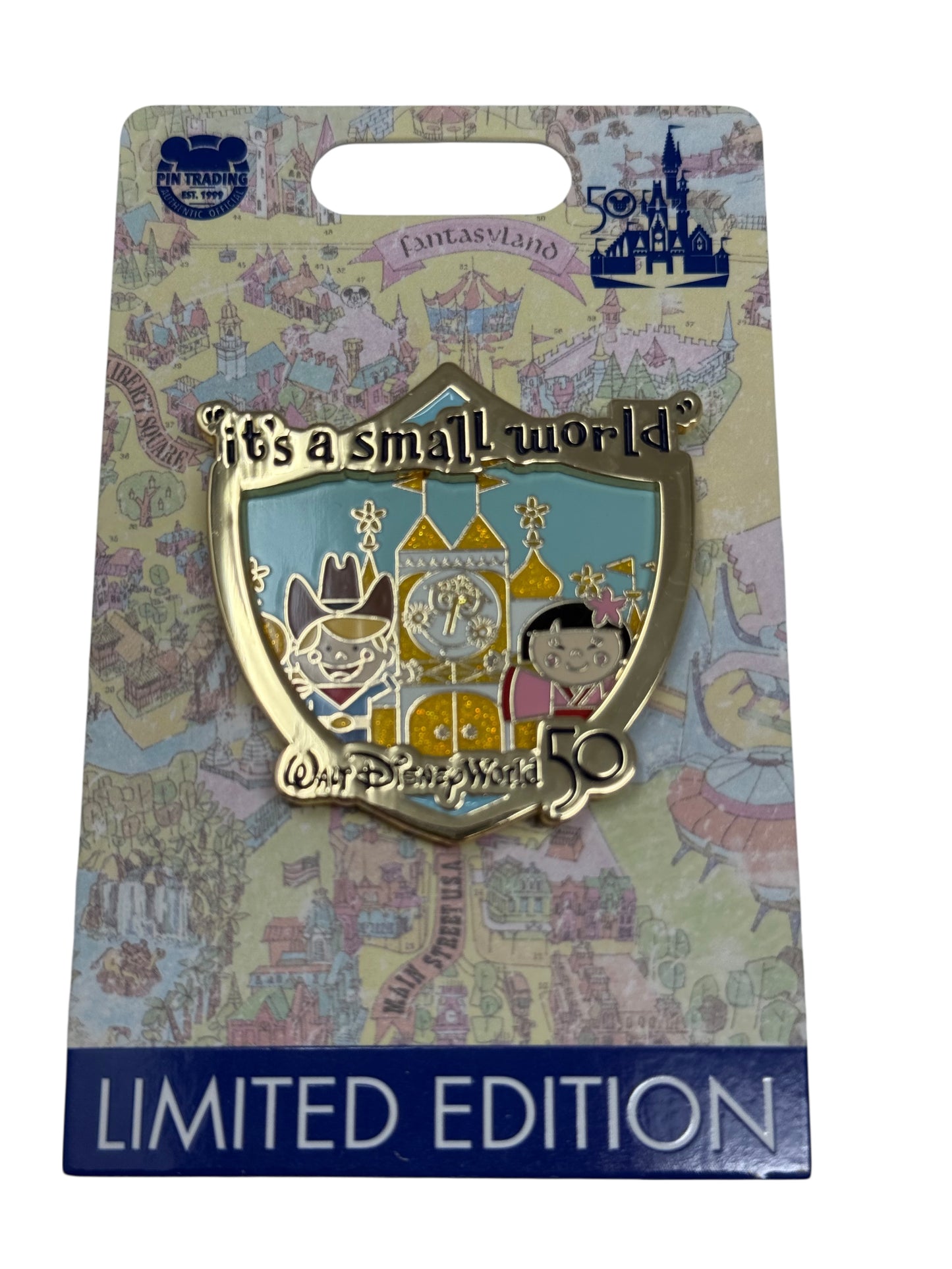 Disney World 50th Anniversary Attraction Crest Pin - it’s a Small World LE