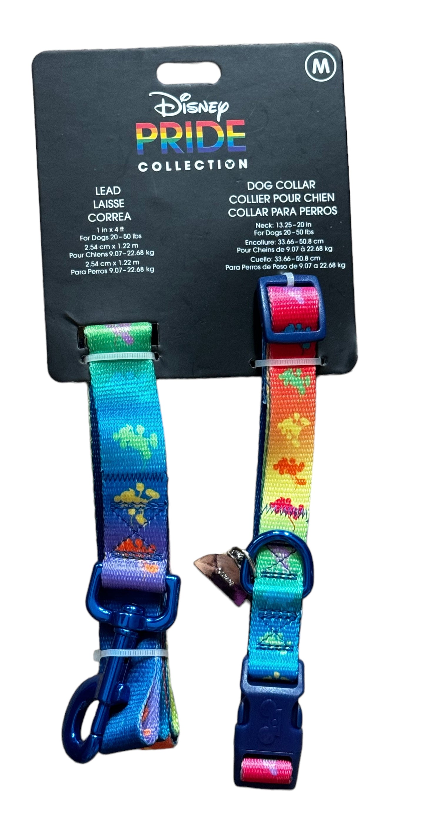 Disney Rainbow Pride Mickey Dog Collar and Leash Set