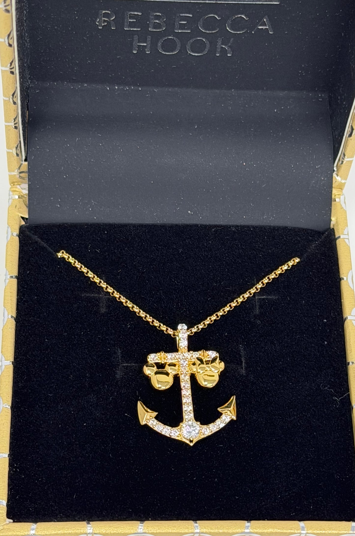Disney Cruise Line Mickey Anchor Necklace Rebecca Hook Gold