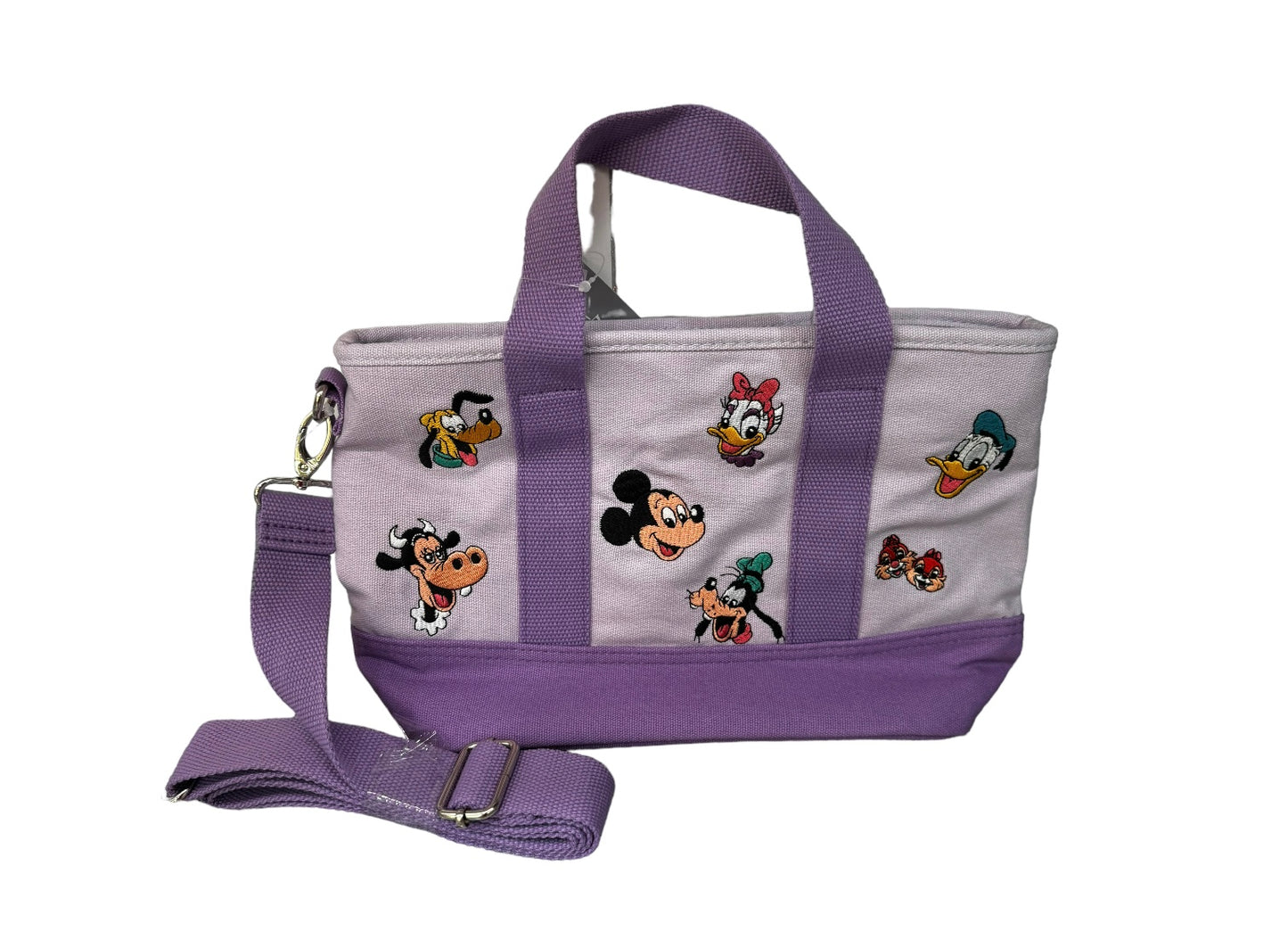 Disney Embroidered Mickey & Friends Purple Crossbody Tote Bag