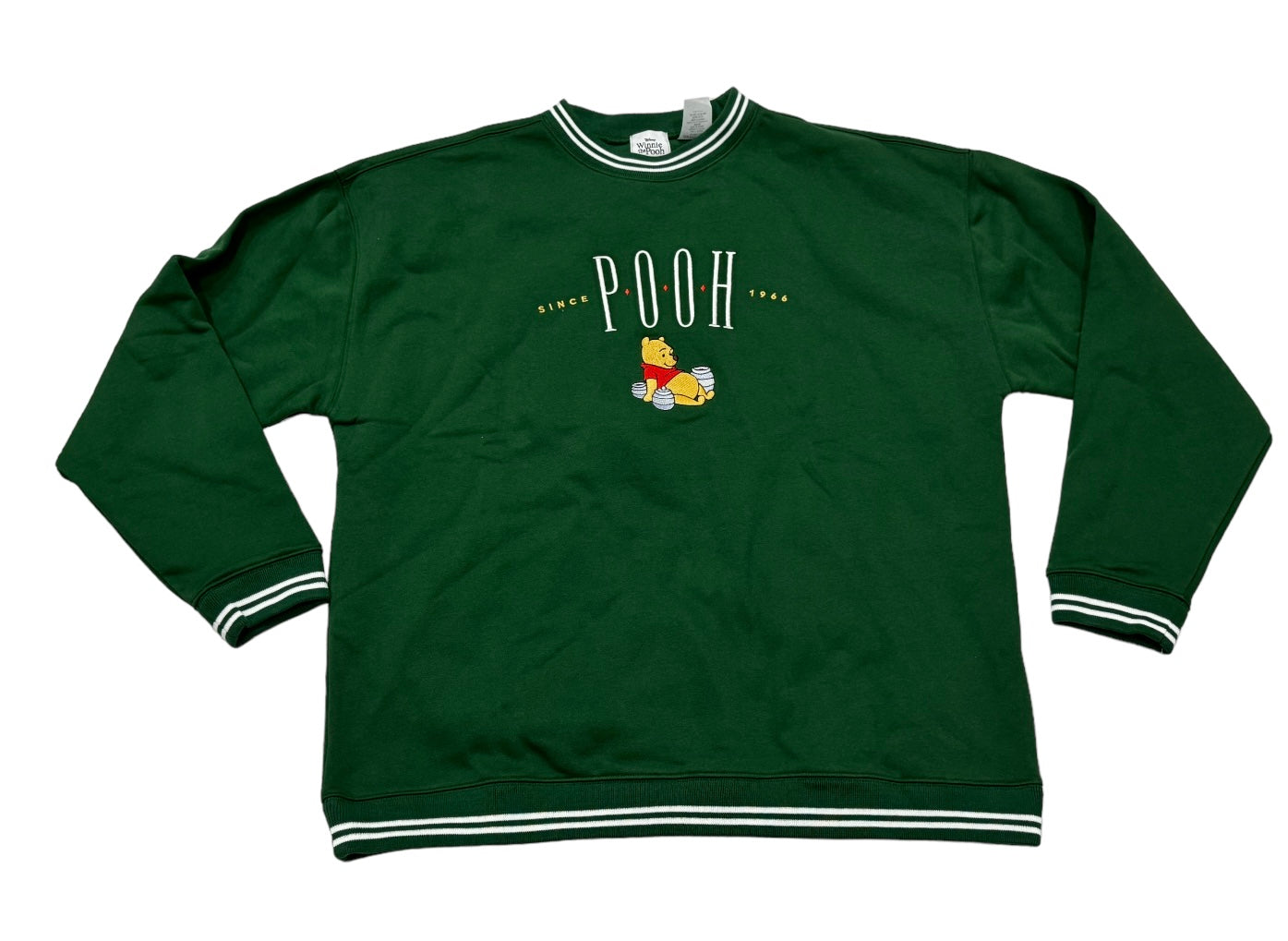 Disney Winnie the Pooh Embroidered Pooh Pullover Sweatshirt-Green