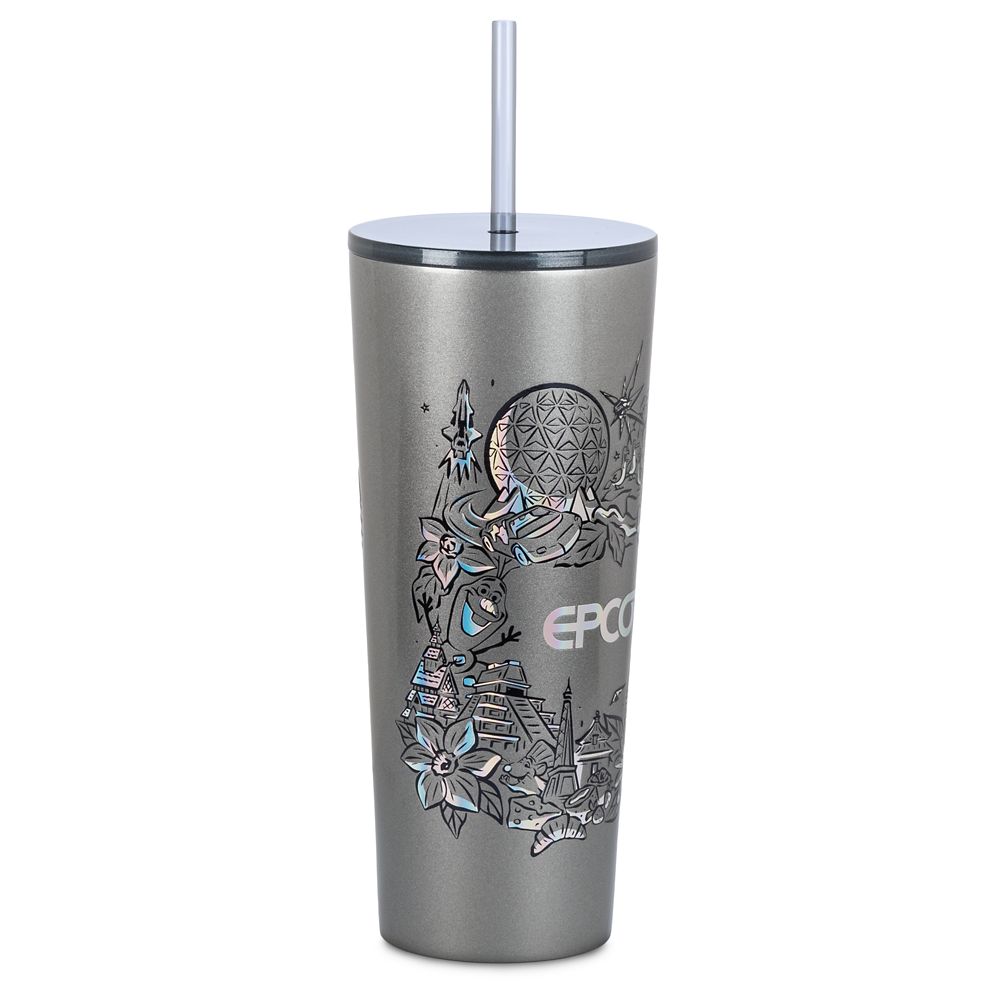Disney World EPCOT Stainless Steel Starbucks Tumbler with Straw