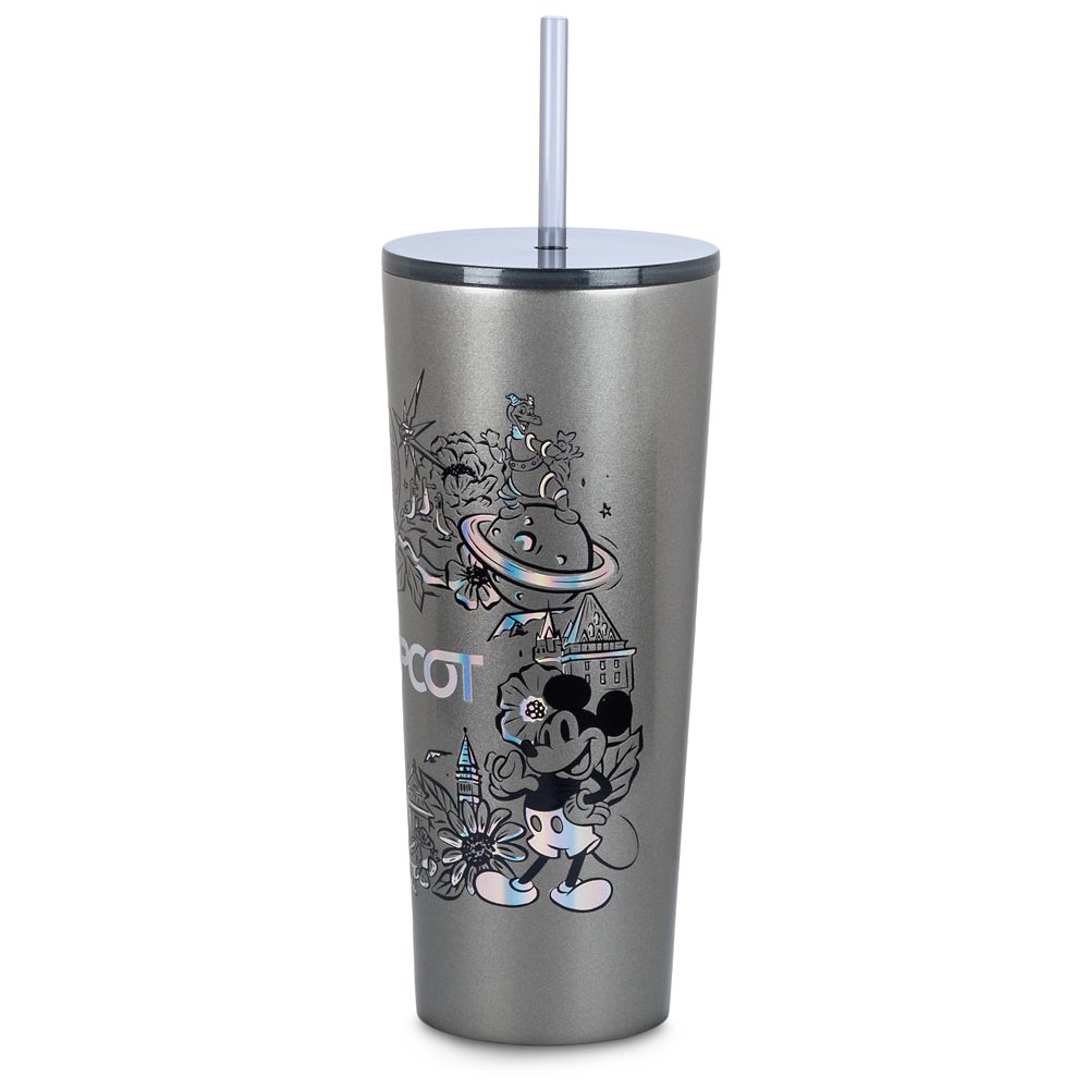 Disney World EPCOT Stainless Steel Starbucks Tumbler with Straw
