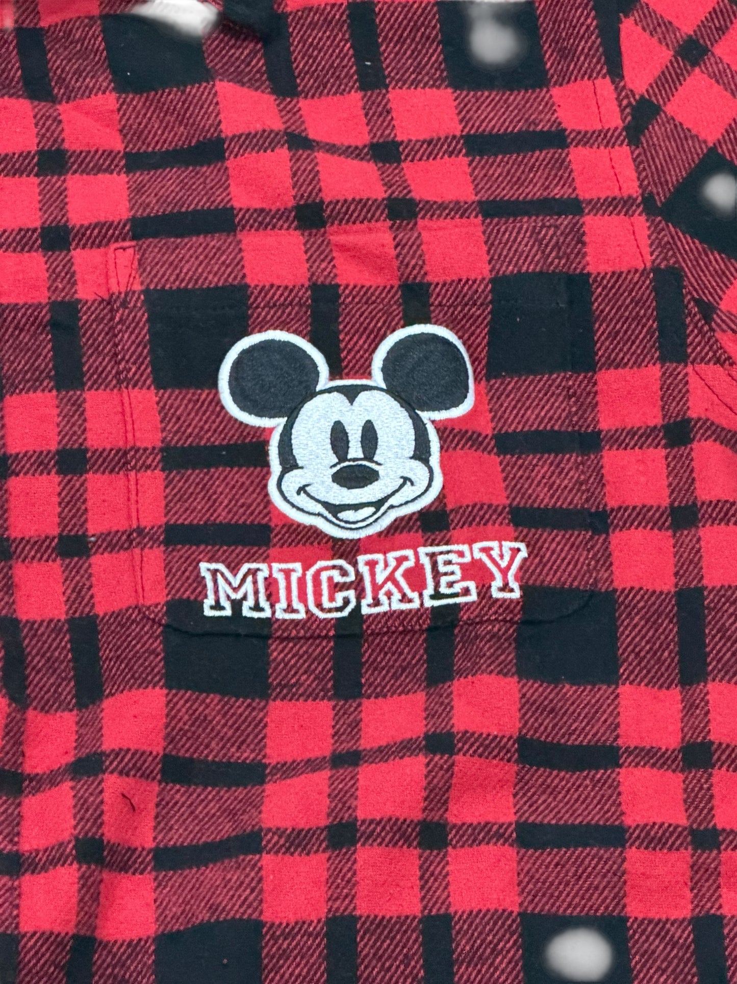 Disney Parks Mickey & Friends Flannel Button Shirt-Red