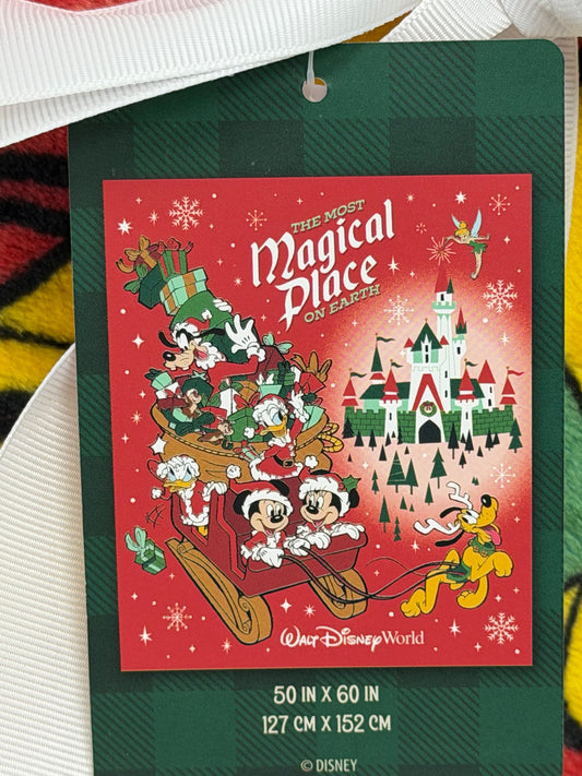 Walt Disney World Mickey & Friends Holiday Castle Throw Blanket-Most Magical Place on Earth