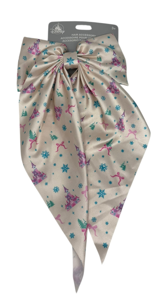 Disney Parks Pink Castle Ribbon Bow Hair  Clip
