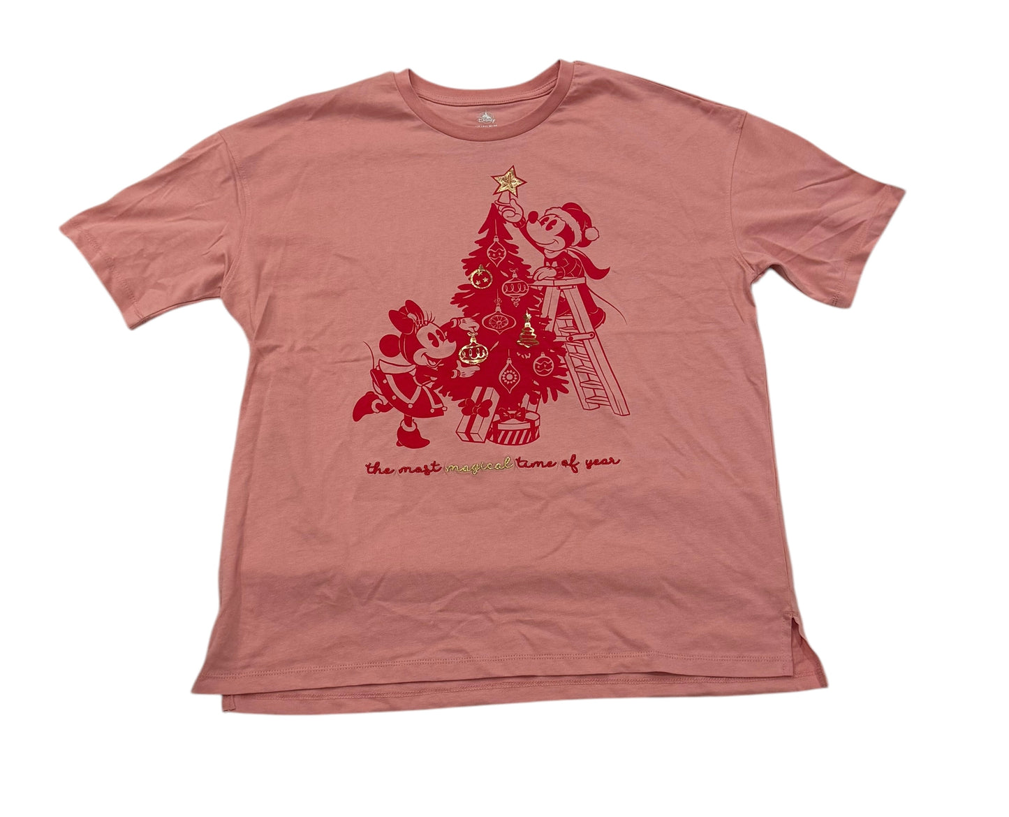 Walt Disney World Mickey & Minnie Christmas Tree Shirt-Pink