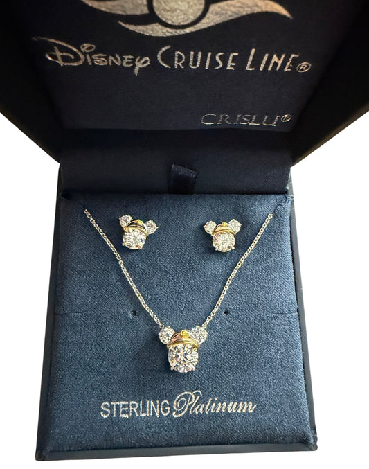 Disney Cruise Line  Captain Mickey Crislu Necklace Earring Set DCL