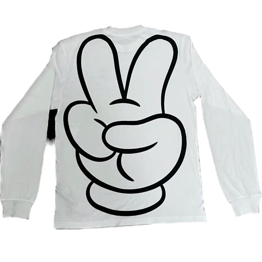 Walt Disney World Mickey Peace Sign Long Sleeve Shirt Medium