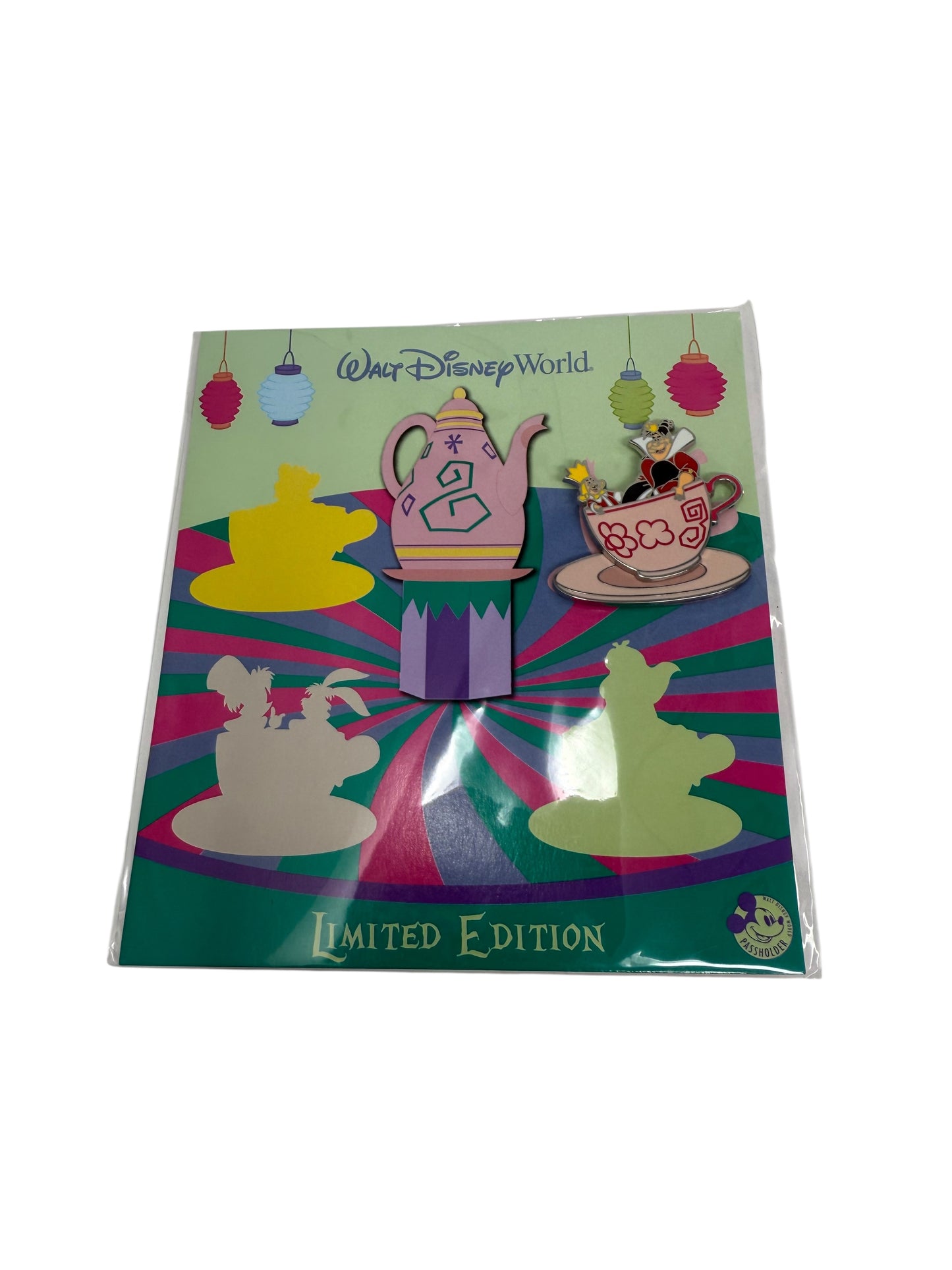 Disney Pin Annual Passholder Quarterly Alice in Wonderland Teacups Queen of Hearts LE