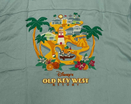 Disney Old Key West Mickey & Minnie Embroidered Button Camp Shirt