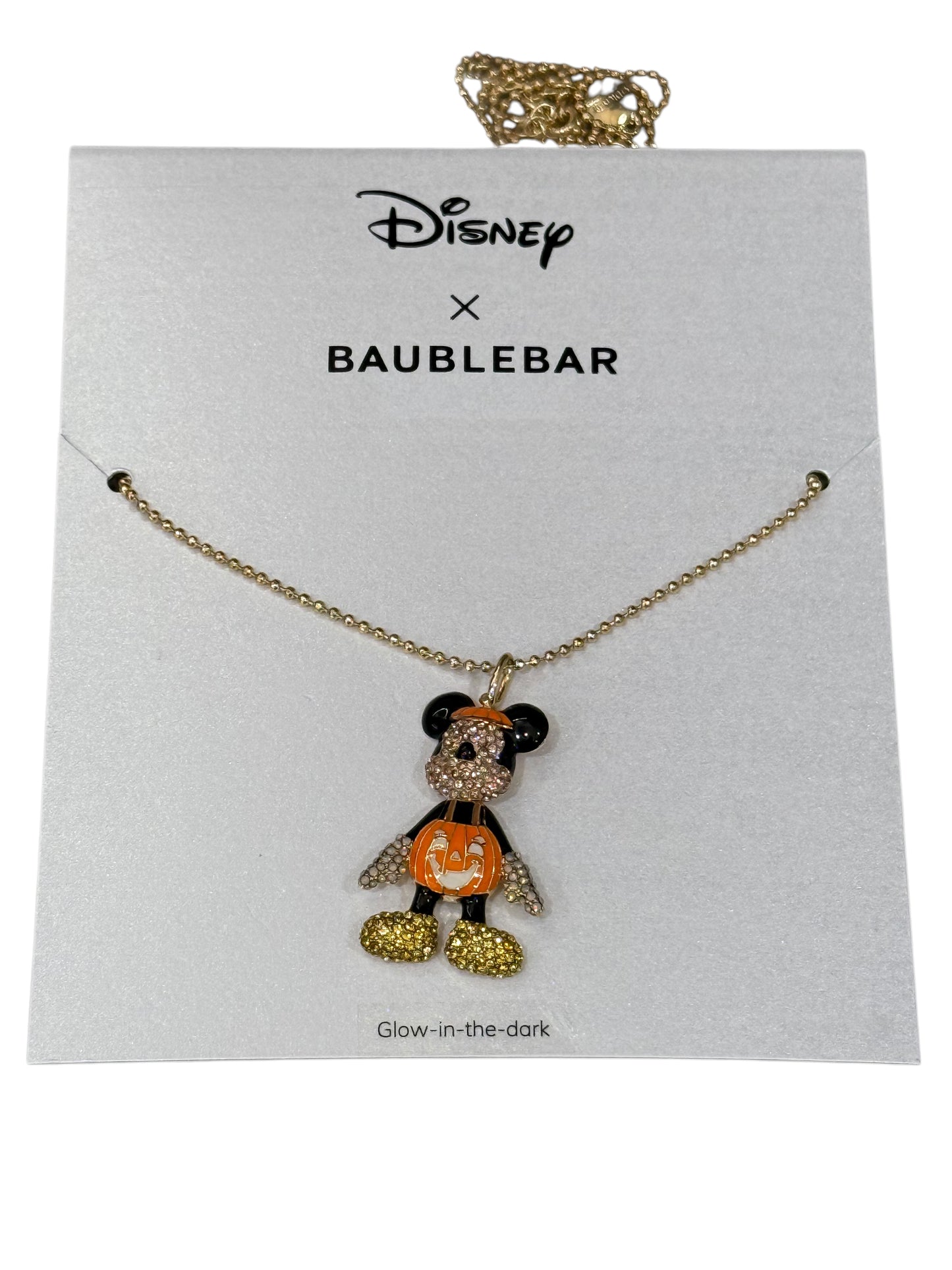 Disney x Baublebar Mickey Pumpkin Necklace Glow in the Dark