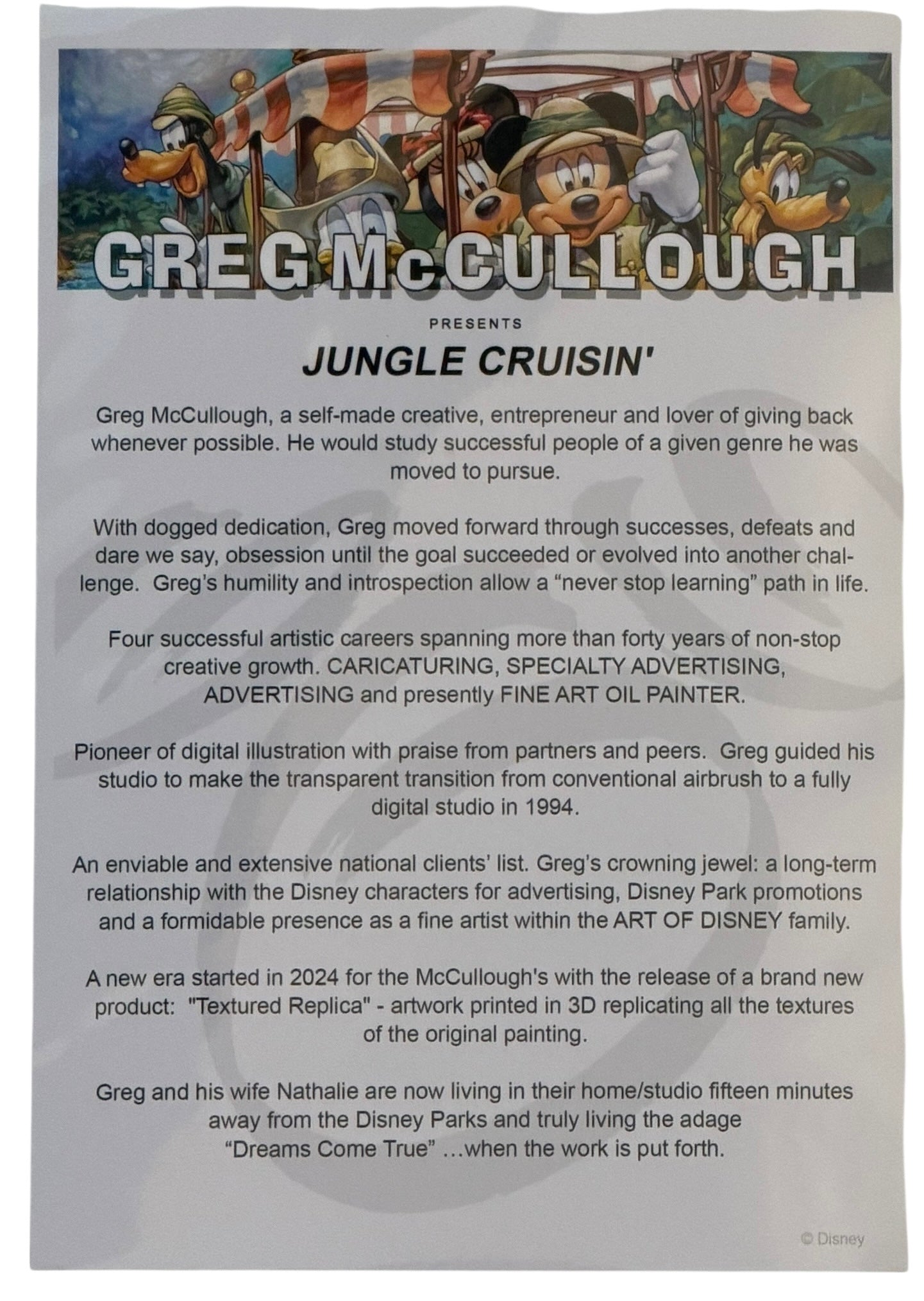 Disney Jungle Cryisin’ Greg McCullough Matted Print