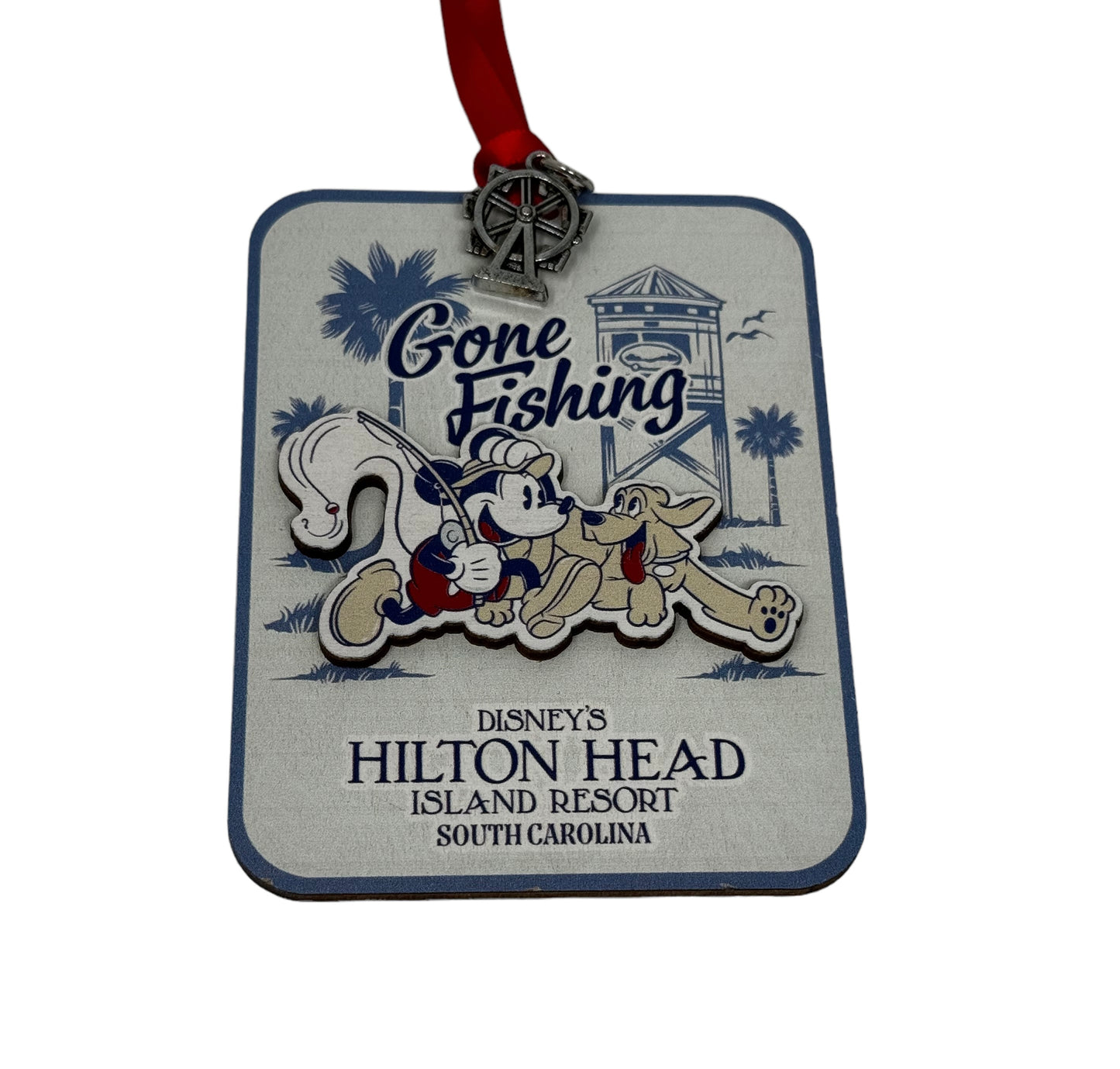 Disney Hilton Head Resort Mickey & Pluto Ornament-Gone Fishing