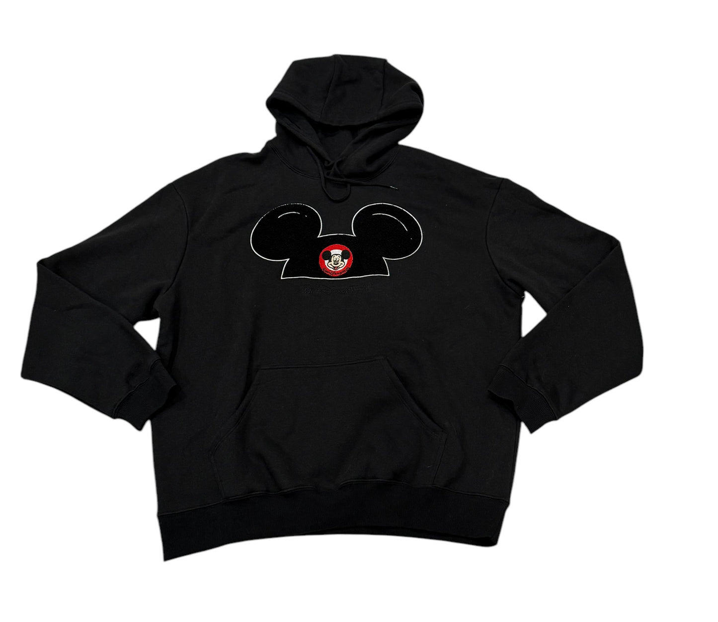 Walt Disney World Mickey Ear Hat Pullover Hoodie Jumper-Black Large