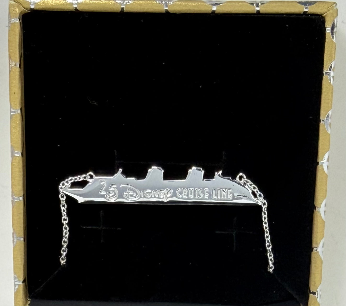 Disney Cruise Line Ship Necklace Rebecca Hook 25th Anniversary Silver