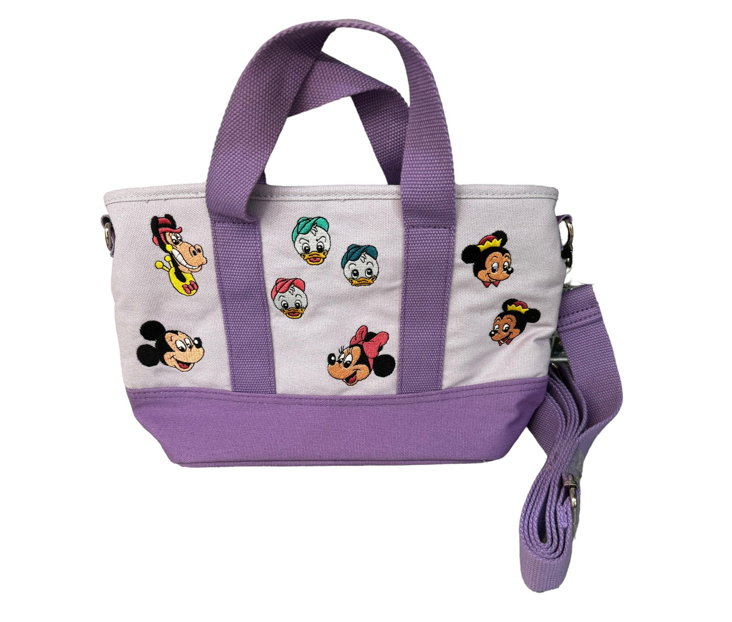 Disney Embroidered Mickey & Friends Purple Crossbody Tote Bag