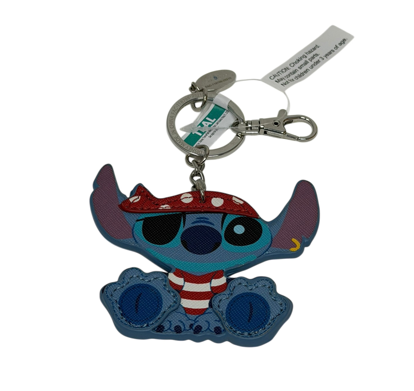 Disney Cruise Line Keychain Bag Clip Pirate Stitch Pleather