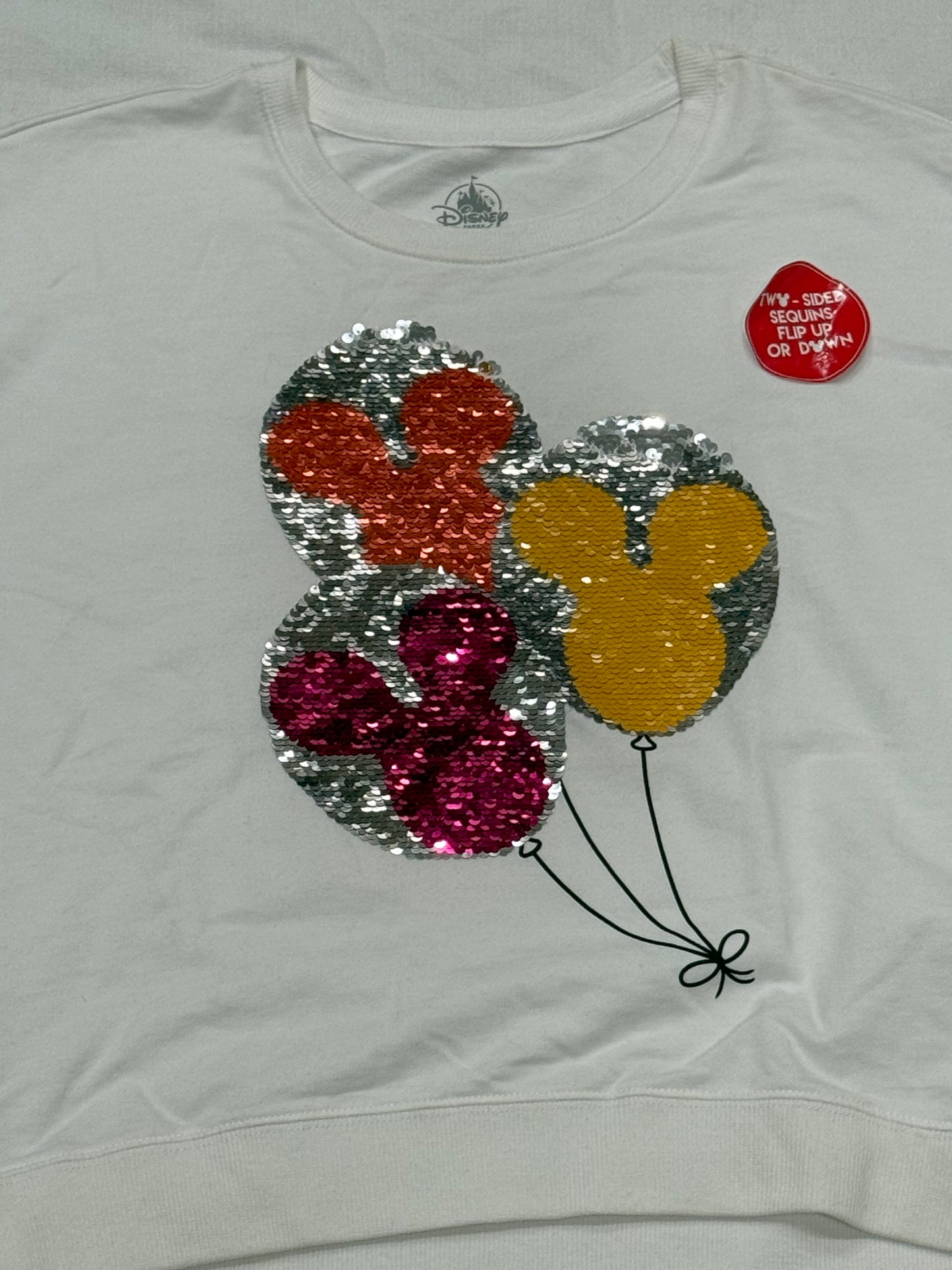 Disney Flip Sequin Mickey Balloons Girls Pullover Sweatshirt XL