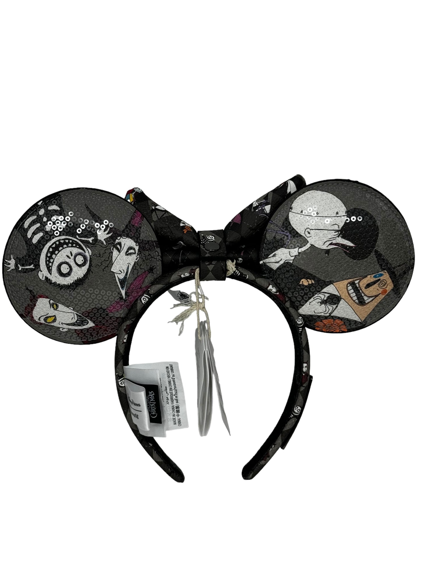 Disney Nightmare Before Christmas Sequin Loungefly Ear Headband-Removable Bow