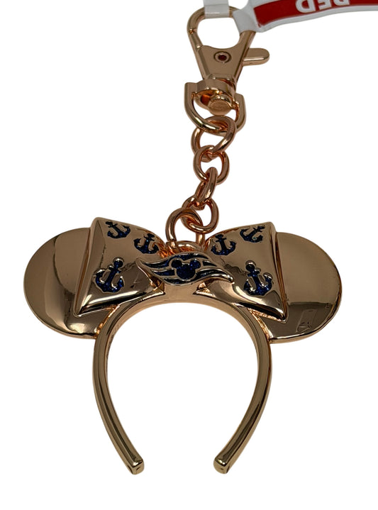Disney Cruise Line Keychain Clip Bag Charm Minnie Ears Rose Gold