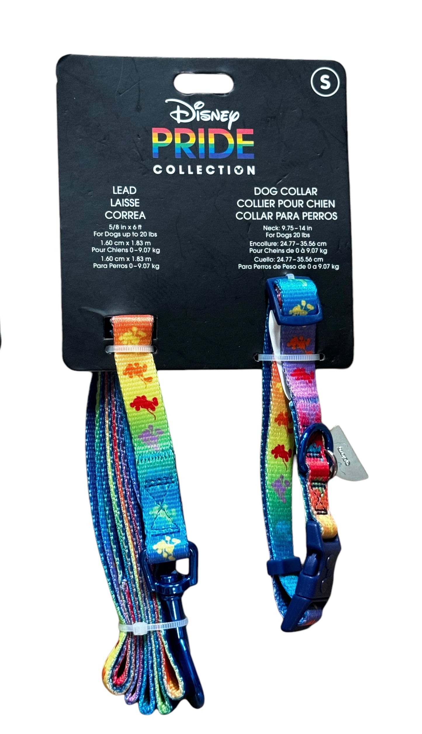 Disney Rainbow Pride Mickey Dog Collar and Leash Set