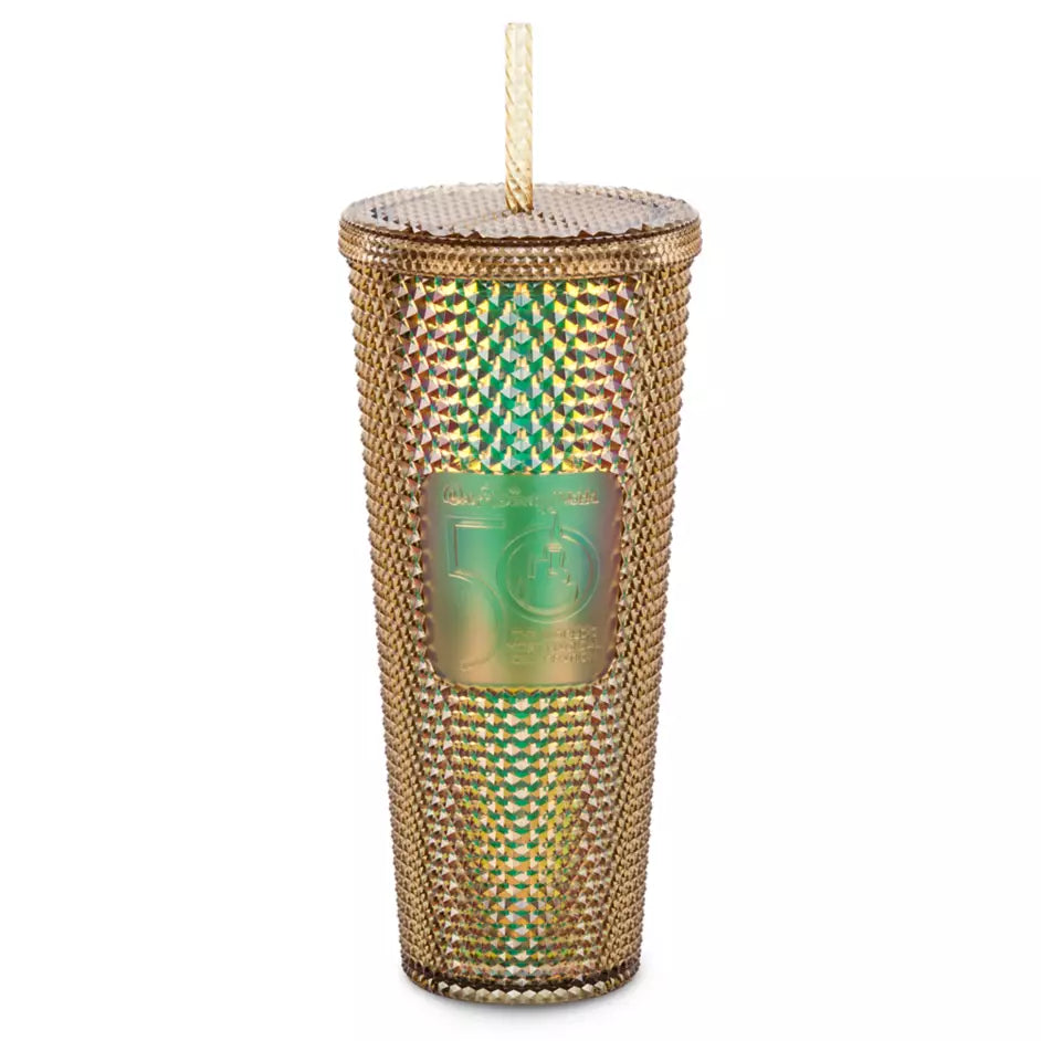 Walt Disney World 50th Anniversary Geometric Starbucks Tumbler with Straw - Gold