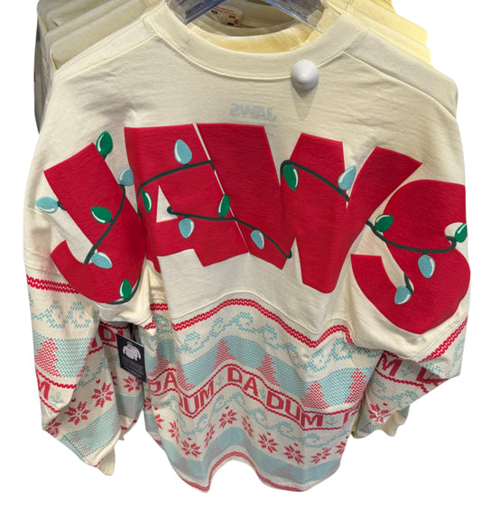 Universal Studios JAWS Spirit Jersey Christmas Ugly Sweater Dum Da