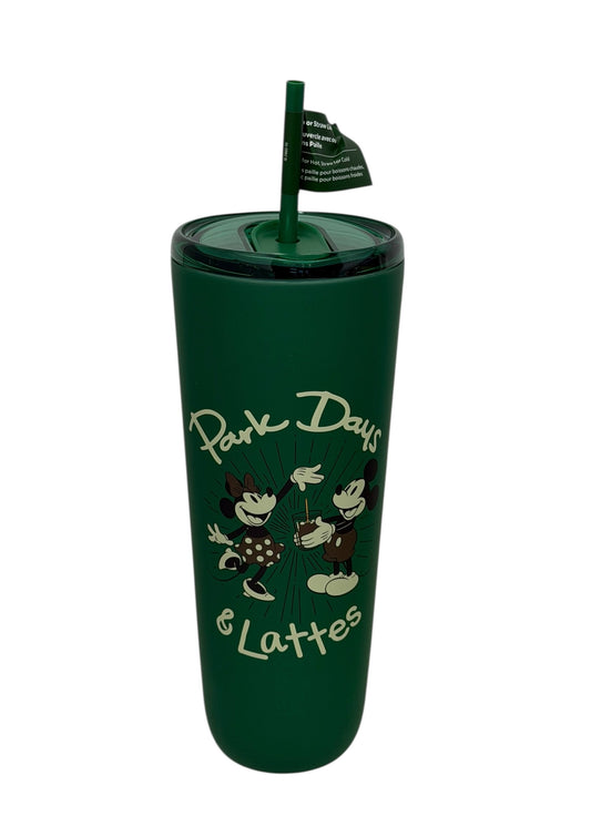 Disney Parks Days & Lattes Starbucks Stainless Tumbler with Straw Green