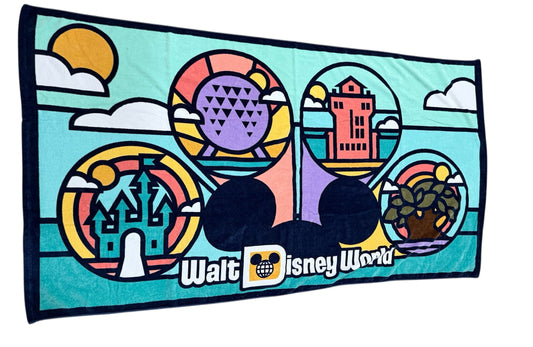 Walt Disney World 4 Parks Icon Beach Towel-castle