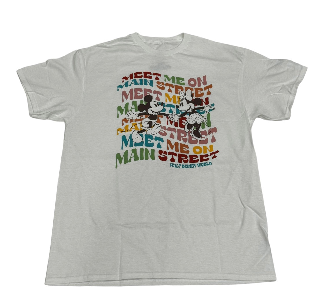 Disney Parks “Meet me on Main Street” Minnie & Mickey Shirt Large