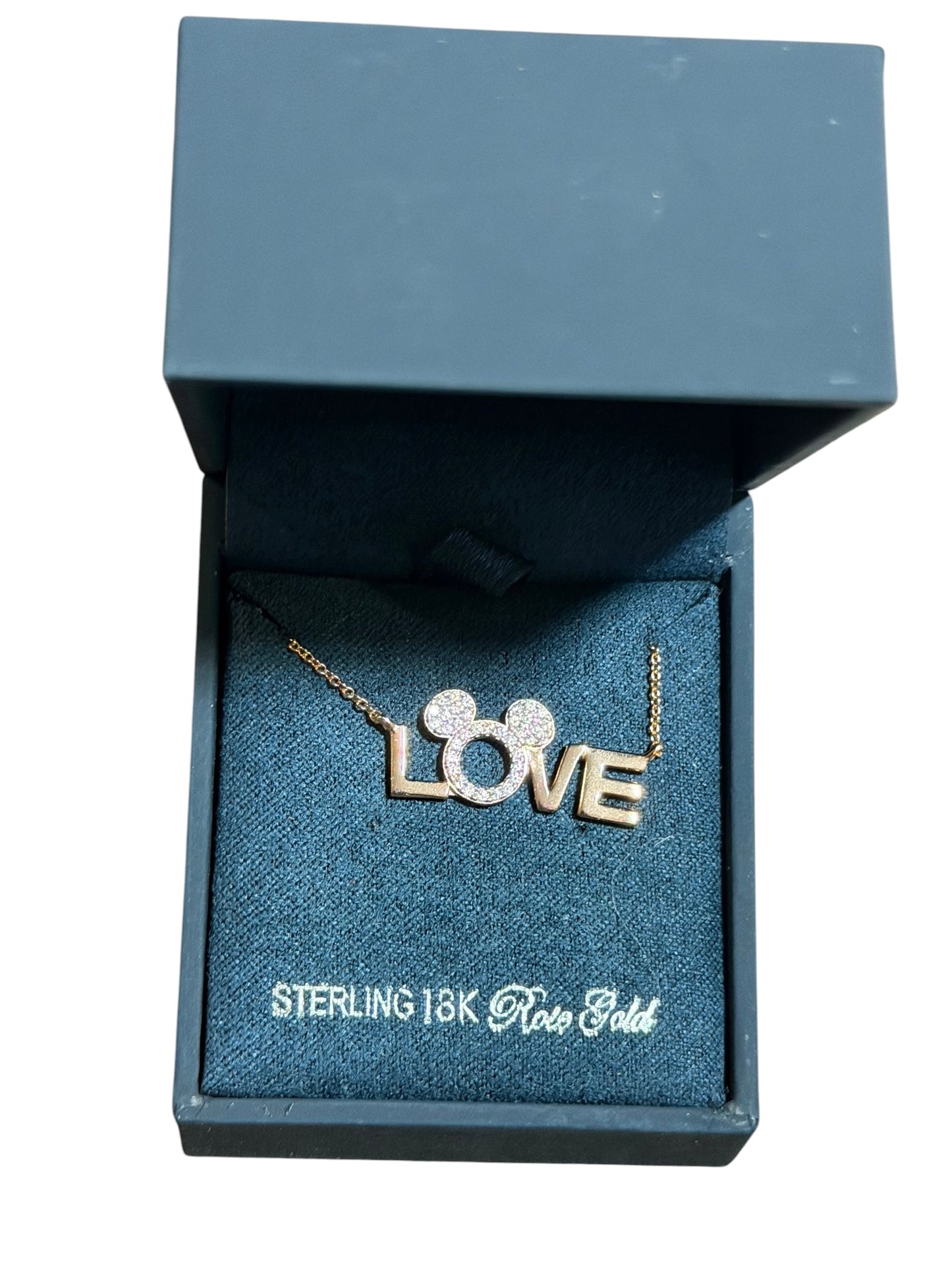 Disney Mickey Love Crislu Necklace Rose Gold