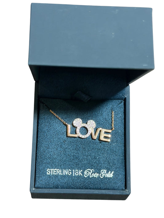 Disney Mickey Love Crislu Necklace Rose Gold