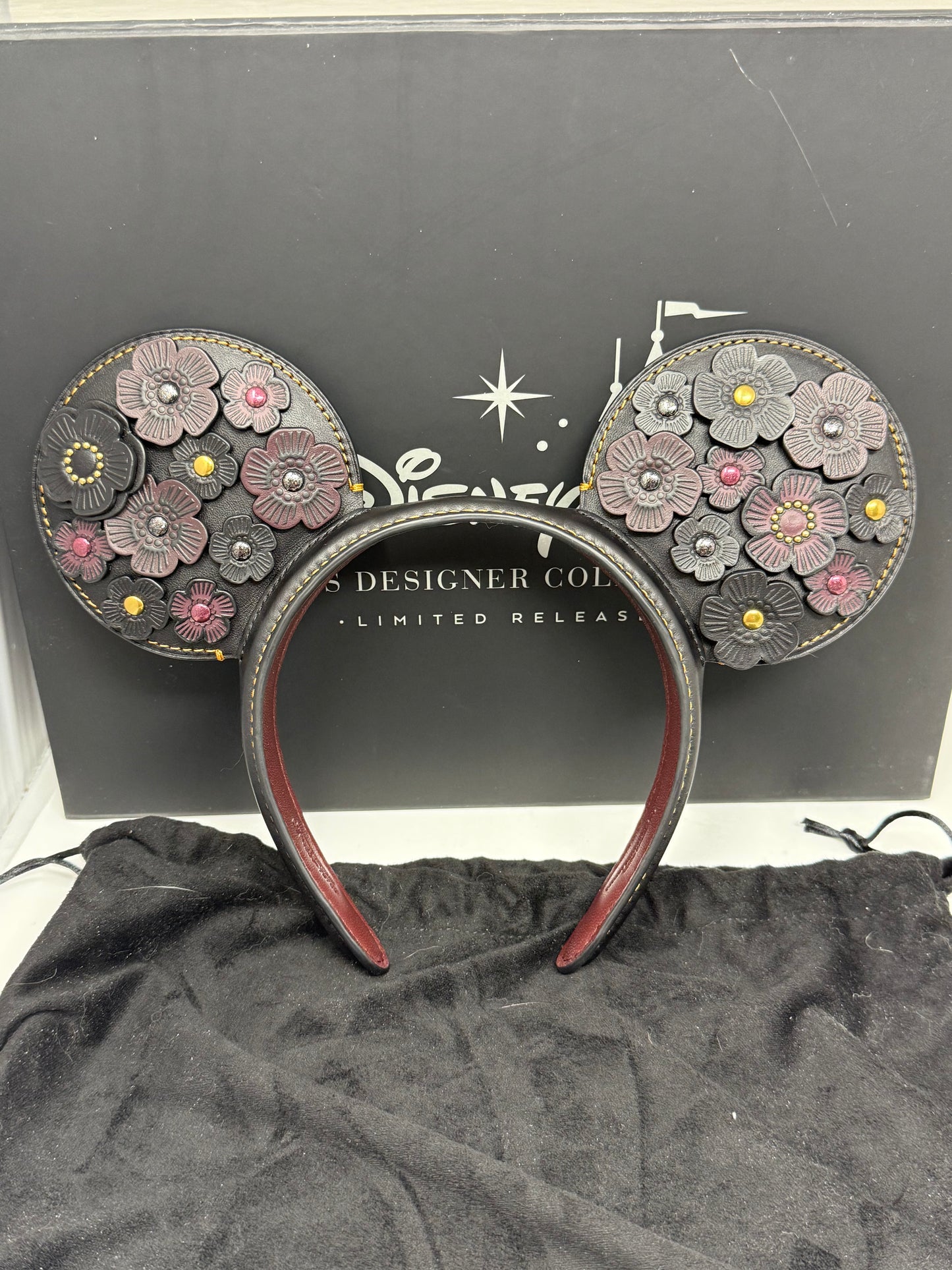 Disney X COACH OG Mickey Ear Headband-Leather Flowers