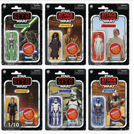 Disney Star Wars Retro Collection Action Figure Set by Hasbro – Star Wars Episodes II and III