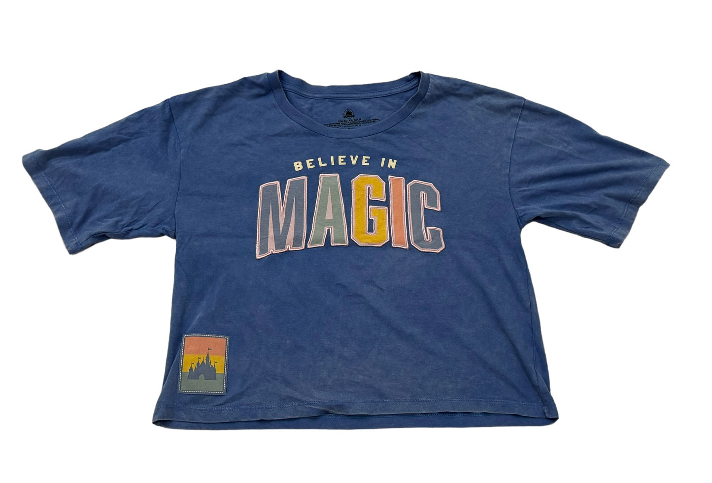 Disney Believe In Magic Rainbow Castle Women’s Crop Shirt XS