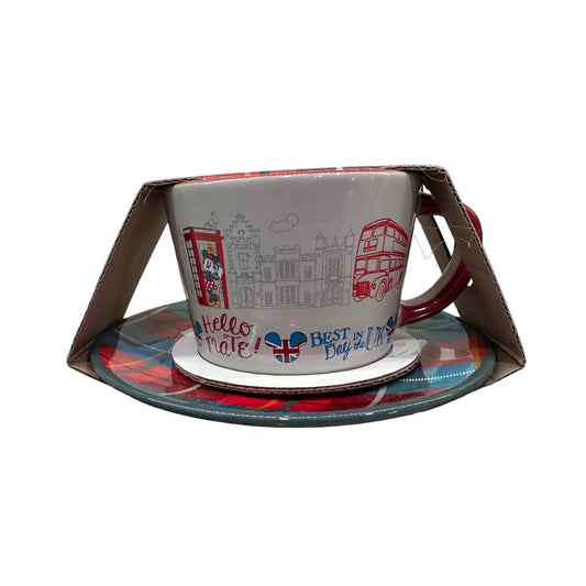 Disney Epcot United Kingdom Mickey & Minnie Tea Cup and Saucer Set