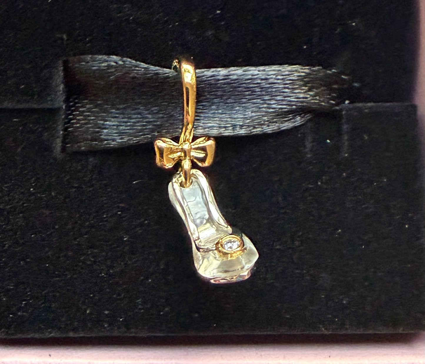 Disney Parks Cinderella Glass Slipper Pandora Charm-14kt Gold and Lab Grown Diamond