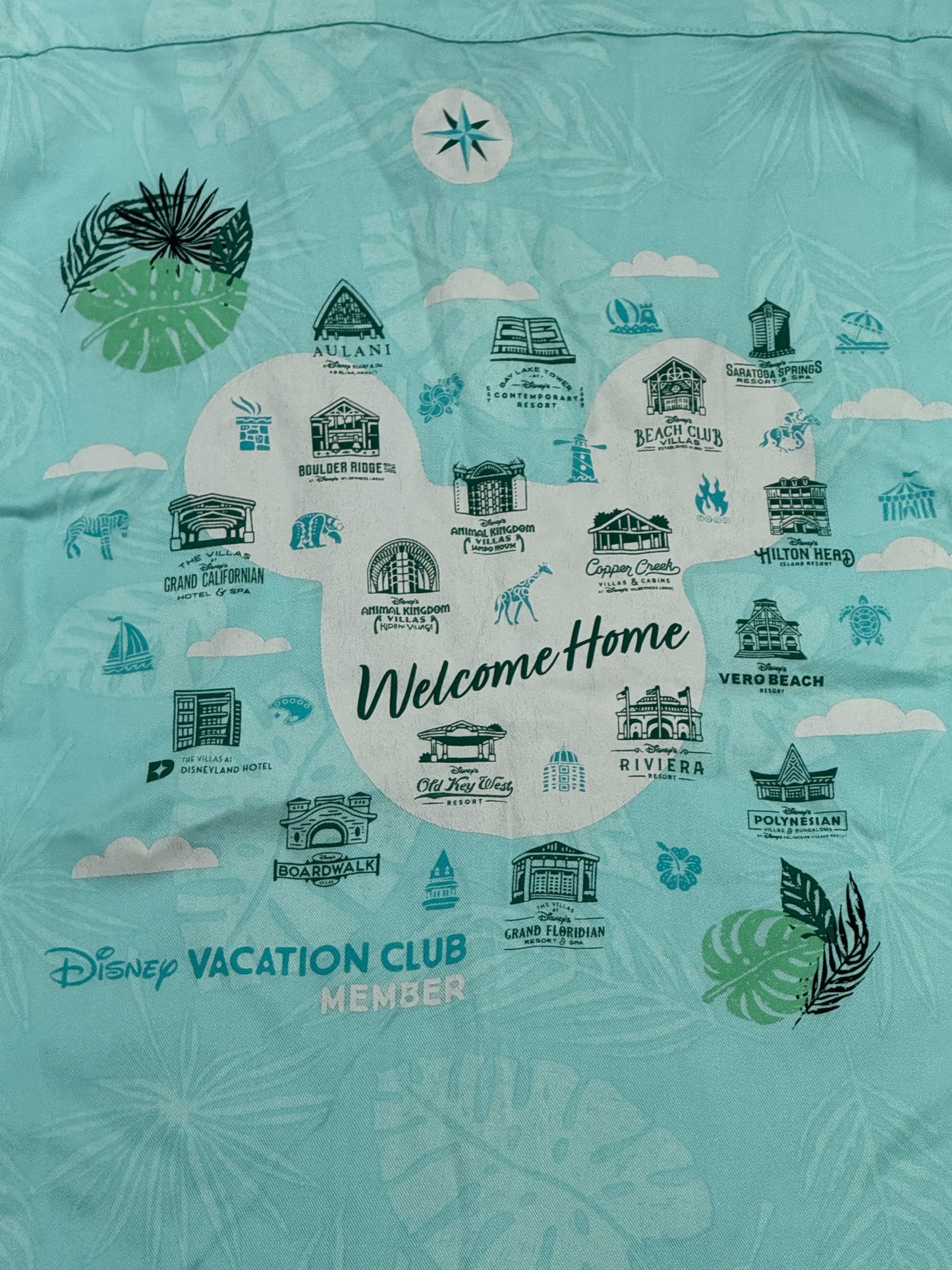 Disney Vacation Club Member Welcome Home Camp Shirt Button